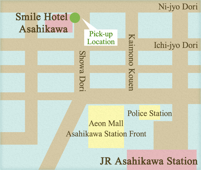 Asahiyama Zoo (East gate) ⇔ Choyotei(Free) MAP