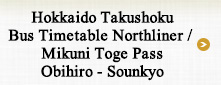 Hokkaido Takushoku Bus Timetable Northliner / Mikuni Toge Pass Obihiro - Sounkyo